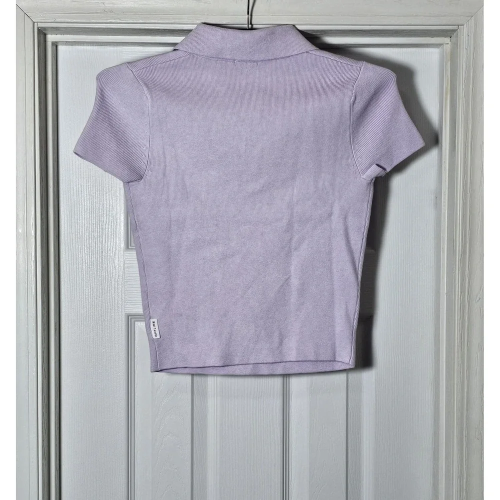 Aerie‎ Polo Sweater Women's Size XS Lavender Dawn Short Sleeve Knit